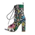 thumbnail image 4 of LSLJS Chaussures pour Femmes Été Mode Antidérapantes Talons Hauts Épais Décontractées à Lacets Sandales à Bout Pointu Serpentin, 4 of 9