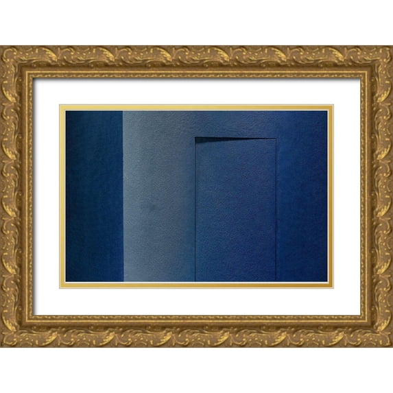 Schuster, Inge 18x13 Gold Ornate Wood Framed with Double Matting Museum Art Print Titled - Blue minimalism or a secret door