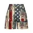 thumbnail image 4 of Qulqfy 4th of July Lounge Shorts Women High Waisted Athletic Drawstring Elastic Waist USA Flag Print Pockets Bow Women Shorts, 4 of 5