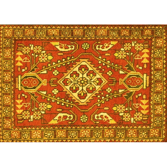 Ahgly Company Indoor Rectangle Persian Yellow Traditional Area Rugs, 5' x 7'