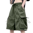 thumbnail image 2 of Men's Outdoor Cargo Shorts, Quick Dry Breathable Multi-Pocket Drawstring Shorts for Hiking Camping Daily Wear Daily Outdoor Activity Green M, 2 of 5