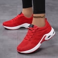thumbnail image 2 of Running Shoes for Women Lace up Mesh Sneakers Antislip Air Cushion Breathable Tennis Shoes Lightweight Sneakers Red Size 7.5, 2 of 7