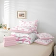 thumbnail image 6 of jejeloiu Ribbon Bowknot Print 7pcs Bedding Comforter Set,Pink Bow Pattern Queen Bedding Sets For Kids Reversible, 6 of 8