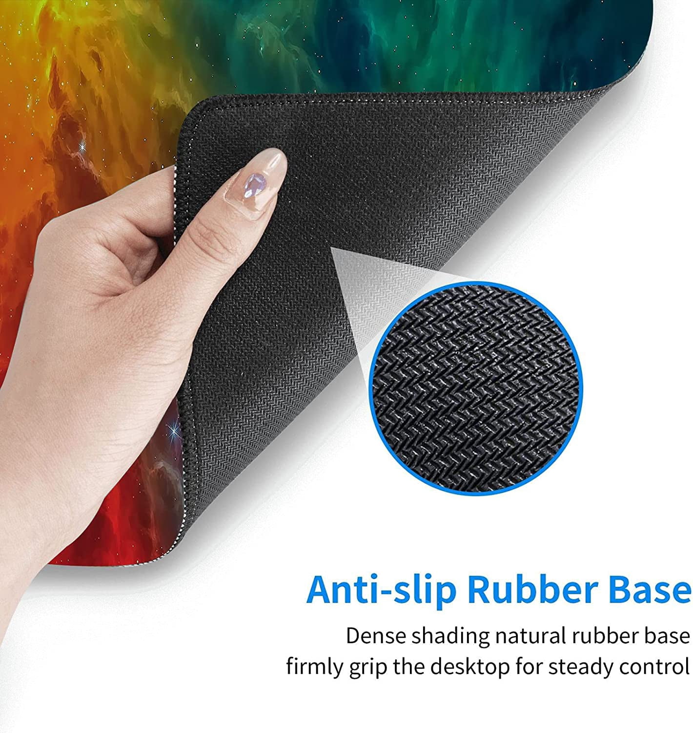 Mouse Pad Fantasy Galaxy Design 31.5x11.8 Inch Non-Slip Large Gaming Mouse Pad, Red and Blue Starry Office Desk Mouse Mat, Waterproof Rectangle Shape Rubber Mousepad for Wireless Mouse Laptop BDZZSE6
