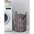 thumbnail image 3 of Tribal Laundry Bag, Striped Abstract Pattern with Creative Triangles Artwork, Hamper Basket with Handles Drawstring Closure for Laundromats, 13" x 19", Cinnamon Black Teal, by Ambesonne, 3 of 4