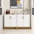 thumbnail image 2 of Modern Sideboard Buffet Storage Cabinet With Adjustable Shelves White Finish, Faux Marble Top Accent Cabinet For Living Kitchen Dining Room, 2 of 5