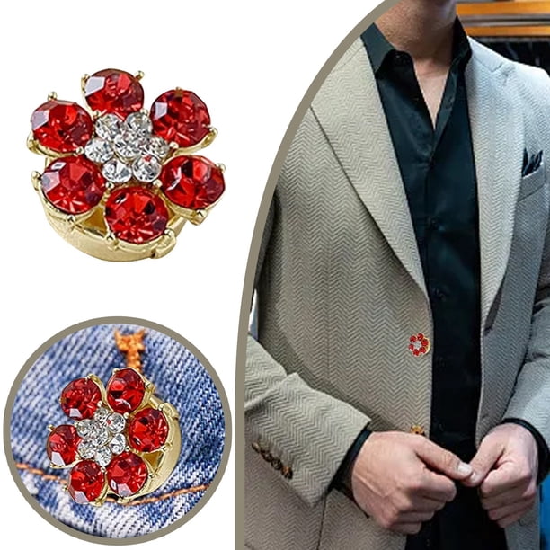 Elegante de plata para los hombres - Accesorios de moda con piedras preciosas brillantes - Perfecto para camisas de vestir de negocios y - Botón de diseño