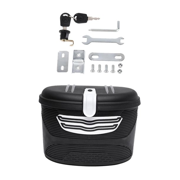 Diseño de candado para canasta de bicicleta, fácil de instalar, canasta de bicicleta impermeable para bicicleta de calle Negro Blanco S