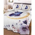 thumbnail image 3 of Quilts Full Size Bedding Set, Purple Butterflies Flowers Lightweight Quilted Comforter, Spring Watercolor Botanical Soft Reversible Bedspread Coverlet with Pillow Covers for All Season, 78" x 90", 3 of 7