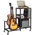 thumbnail image 5 of Dextrus 2-Tier Adjustable Guitar Stand with Storage Shelf and Wheels, Guitar Rack for Multiple Guitars, Acoustic, Bass, Electric Guitar Stand, Suitable for Home, Studio, Band Stages, 5 of 10