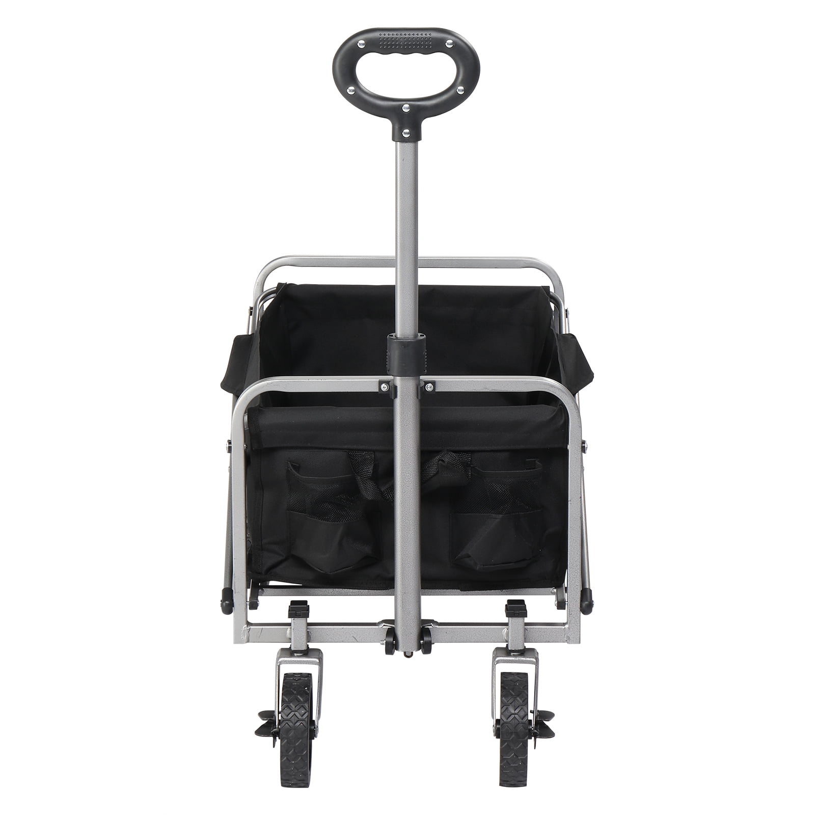Garden Folding Cart, 600d Oxford Cloth Steel Frame Flat Folding Style Black Cloth Silver Frame, 74.5*45.5*84cm 100kg