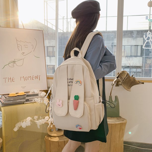 Mochila de moda para niños Mochila grande para estudiantes Mochila con decoración de animales lindos (Blanco) FLhrweasw Nuevo
