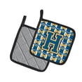 thumbnail image 2 of Carolines Treasures CJ1077-HPTHD Letter H Football Blue and Gold Pair of Pot Holders, 7.5HX7.5W, multicolor, 2 of 2
