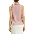 thumbnail image 3 of INSPIRE CHIC Women's Satin Tank Tops Sleeveless Bow Tie Neck Solid Work Blouses L Pink, 3 of 6