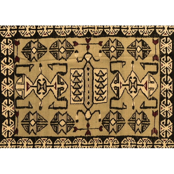 Ahgly Company Indoor Rectangle Abstract Brown Modern Area Rugs, 2' x 5'