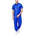 thumbnail image 2 of vastwit Men Plastic Oversized Shirts Pants Set Waterproof Two-piece Outfit Sweat Suit Jogging Sportswear Royal Blue XL, 2 of 7