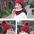 thumbnail image 5 of Winter knitted Hats Ski Cap Wool Lining Ball Cap Pompom Winter Hat For Women Girls Warm Knitted Cap wine red, 5 of 9