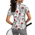 thumbnail image 2 of COEQINE Women 1/4 Zip Golf Shirts V Neck Short Sleeve Soft Polo Shirts Red Rose Print Lightweight Golf Tops Quick Dry Fit Workout Moisture Wicking Tennis Activewear, 2XL, 2 of 7
