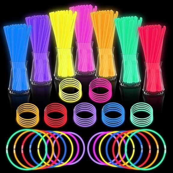 Glow Sticks Bulk - Ultra Bright 500 Party Pack Glow In The Dark Easter Eggs Gift, Neon Birthday and Holidays - Multicolor 8" Glow Sticks Necklaces Bracelet