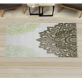 thumbnail image 1 of Flora Decorative Rug, South Mandala Design Vibrant Color Ornamental Style of Illustration, Quality Carpet for Bedroom Dorm and Living Room, 6 Sizes, Green Brown, by Ambesonne, 1 of 1