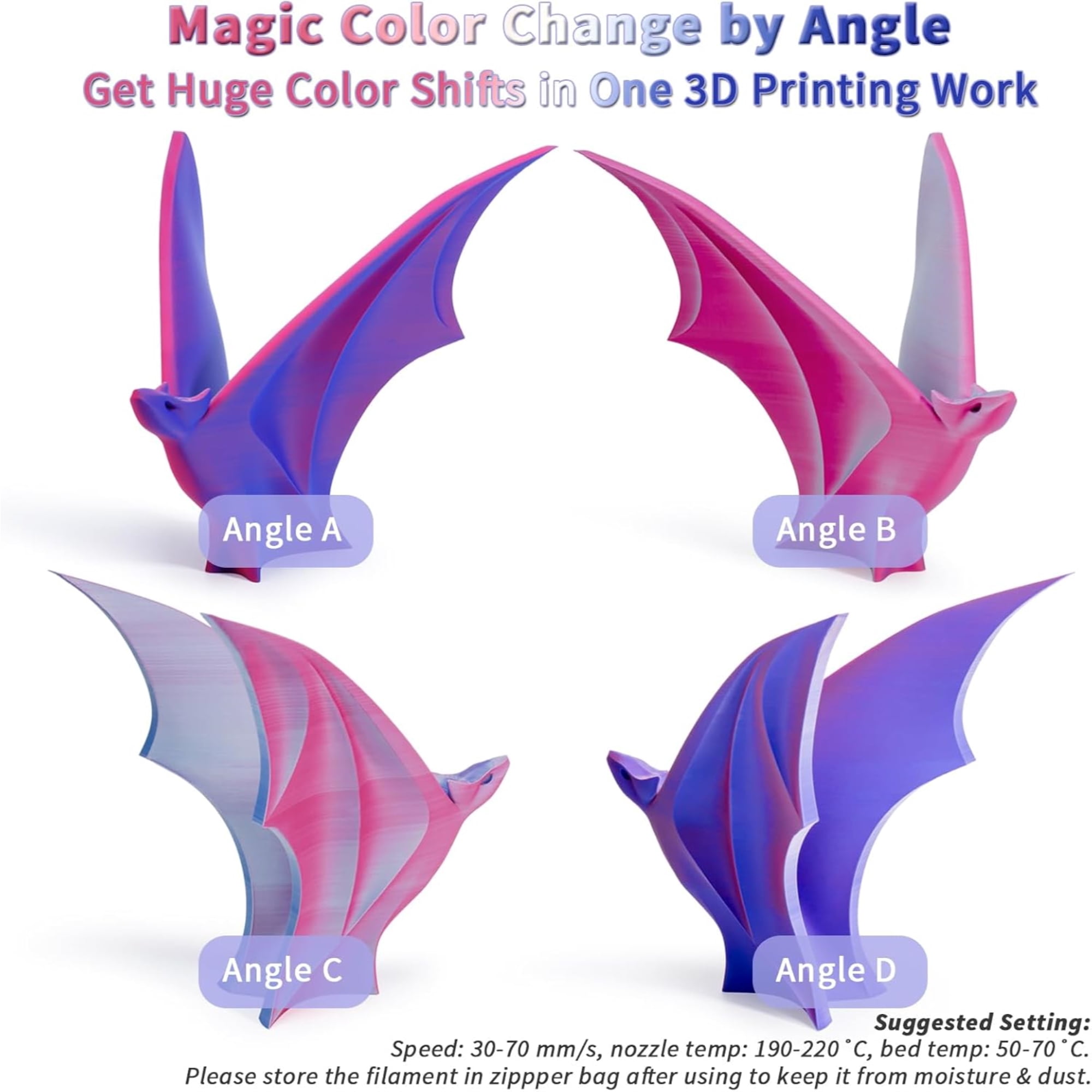 Ziro 3D Tri-color Matte PLA 1.75mm 1kg, Frosted Berry