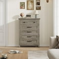 thumbnail image 3 of 5-Drawer Chest Dresser, 41.3 Inch Tall Wood Storage Cabinet with Wide Drawers, Freestanding Closet Organizer for Bedroom, Living Room, Entryway, 3 of 7
