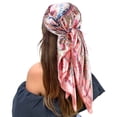 thumbnail image 5 of AWAYTR 35" Large Square Satin Head Scarf - Silk Hair Scarf Square Hair Bandanas Women Sleeping Head Wraps, 5 of 10