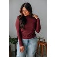 thumbnail image 5 of Evelina Mock Neck Top - Wine, 5 of 5