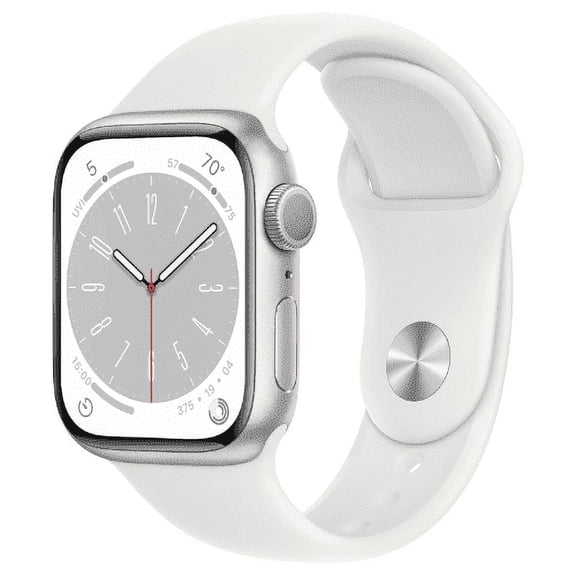Pre-Owned Apple Watch Series 8 (GPS), 41mm Silver Aluminum Case with White Sport Band