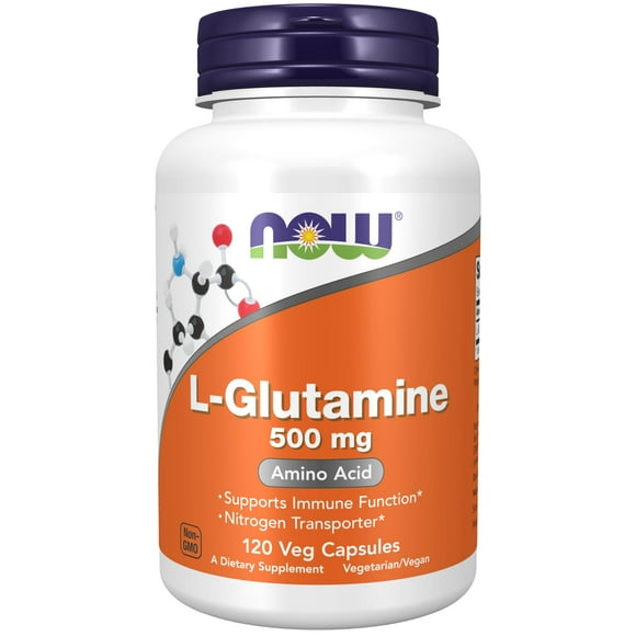 Supplement NOW L-Glutamina, transportador de nitrógeno, 500 mg, 120 cápsulas