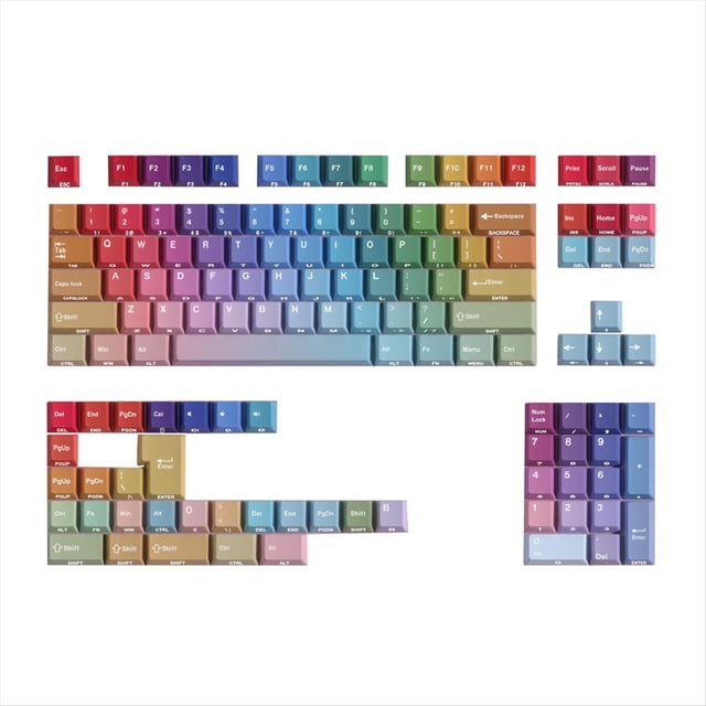Teclas PBT Cherry con Degradado Arcoíris para Teclado Mecánico, Laterales Brillantes, Doble Grabado en Inglés.