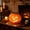B, variant on Luckky Halloween Solar Pumpkin Lantern with Handle, LED Light Up Jack-O Lantern with Auto Light Sensor, Outdoor Fall Decor for Yard, Lawn, Patio, Pathway, Garden & Halloween Party Table Centerpiece