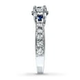 thumbnail image 3 of Classic Art Deco 1.50 Carat 6mm Round Moissanite Diamond And Blue Sapphire Halo Engagement Ring in 10k White Gold, 3 of 3