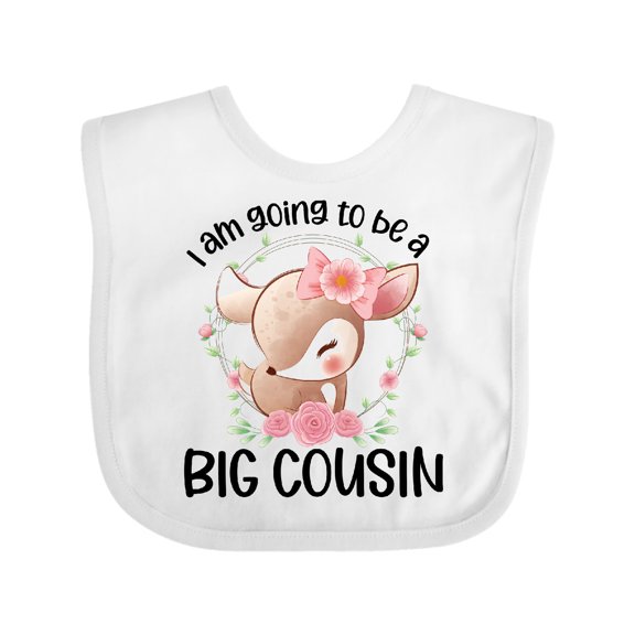 Inktastic Floral Deer Fawn I Am Going to Be a Big Cousin Boys or Girls Baby Bib
