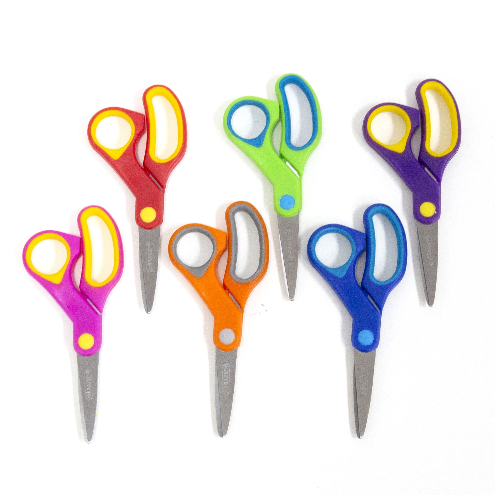 BAZIC 5" Soft Grip Pointed Tip Stainless Steel Scissors, Straight Handle, 24-Pack