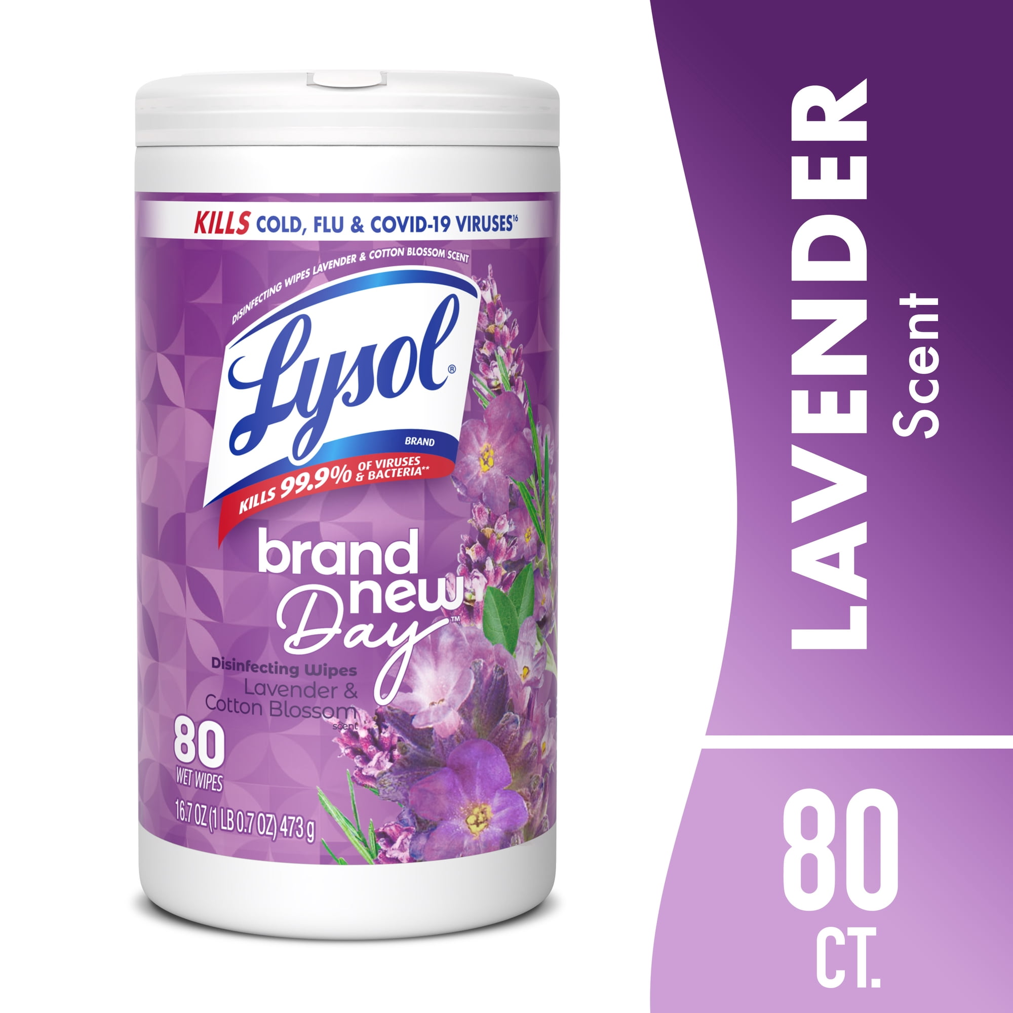 Lysol Disinfecting Wipes, All Purpose Cleaner, Multi Surface Antibacterial Cleaning Wipes, Cleaning Supplies, Lavender & Cotton Blossom Scent, 80 Count