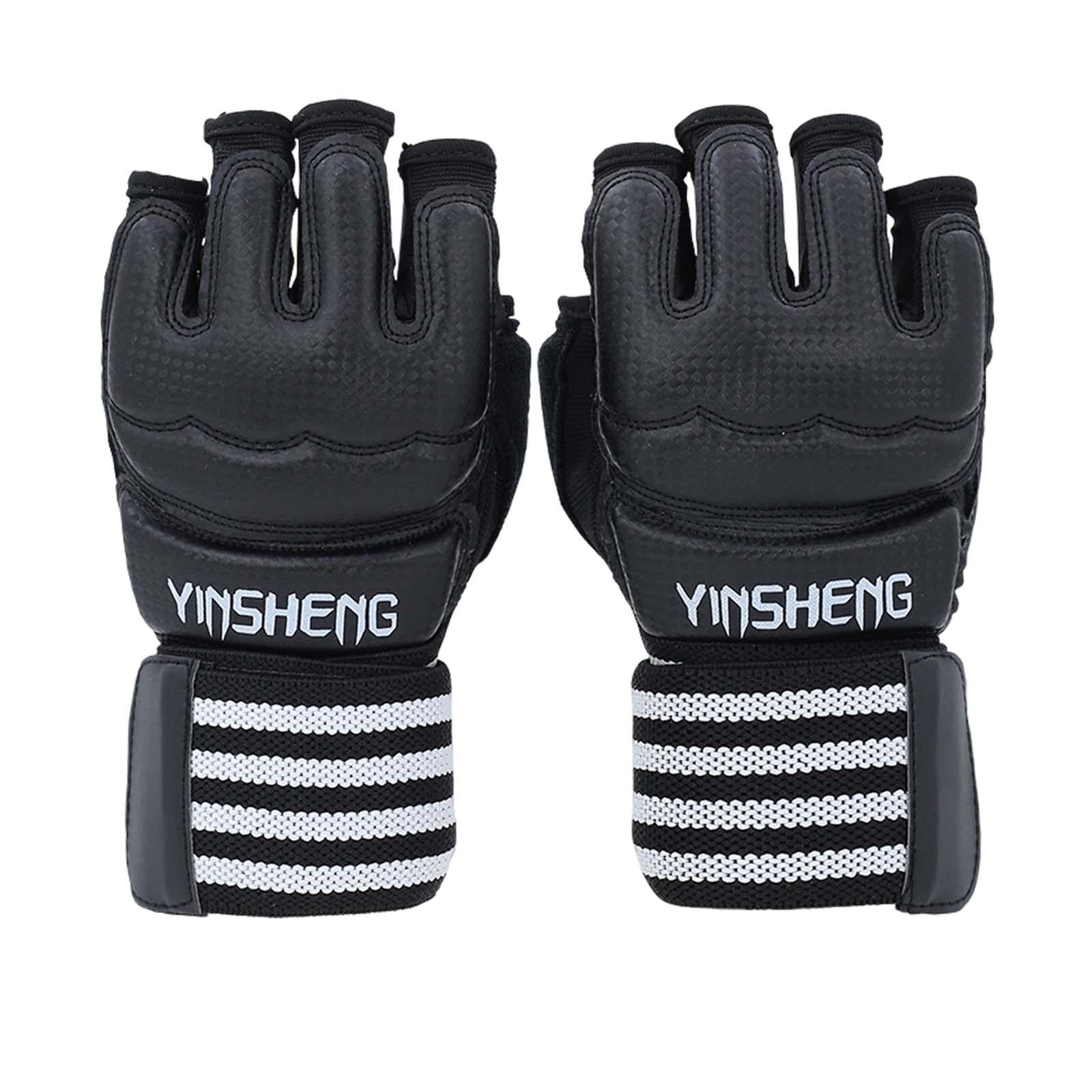 DimyFew 2 Pieces Boxing Training Gloves Half Finger PU Punching Mitts Cylindrical Fixing XS