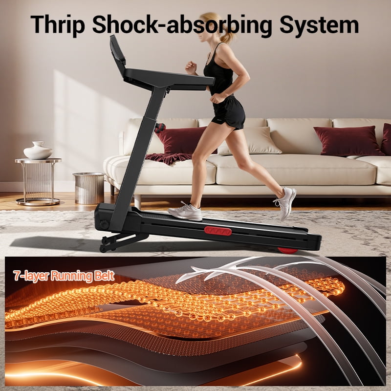 ROBORE 15% Treadmill Auto Incline, Foldable Home Treadmill with 3-Level Adjustable Console and Quiet 3.5 HP Motor, Max. 400lbs