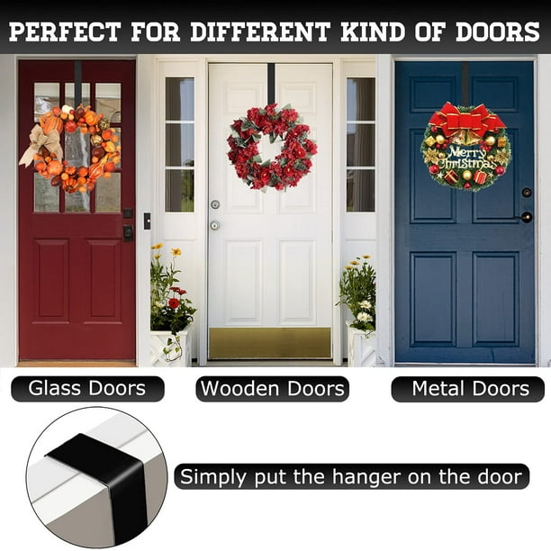 15” Wreath Hanger for Front Door, Wreath Hanger, Black Metal Over The Door  Hooks for Christmas Decoration, Thanksgiving, Halloween, Christmas Wreath :  : Home