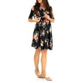thumbnail image 2 of Nituyy Robe de Maternité pour Femmes Décontractée à Col en V à Pois/imprimé Floral à Manches Mi-Longues Robe pour Grossesse Vêtements Séance Photo, 2 of 6
