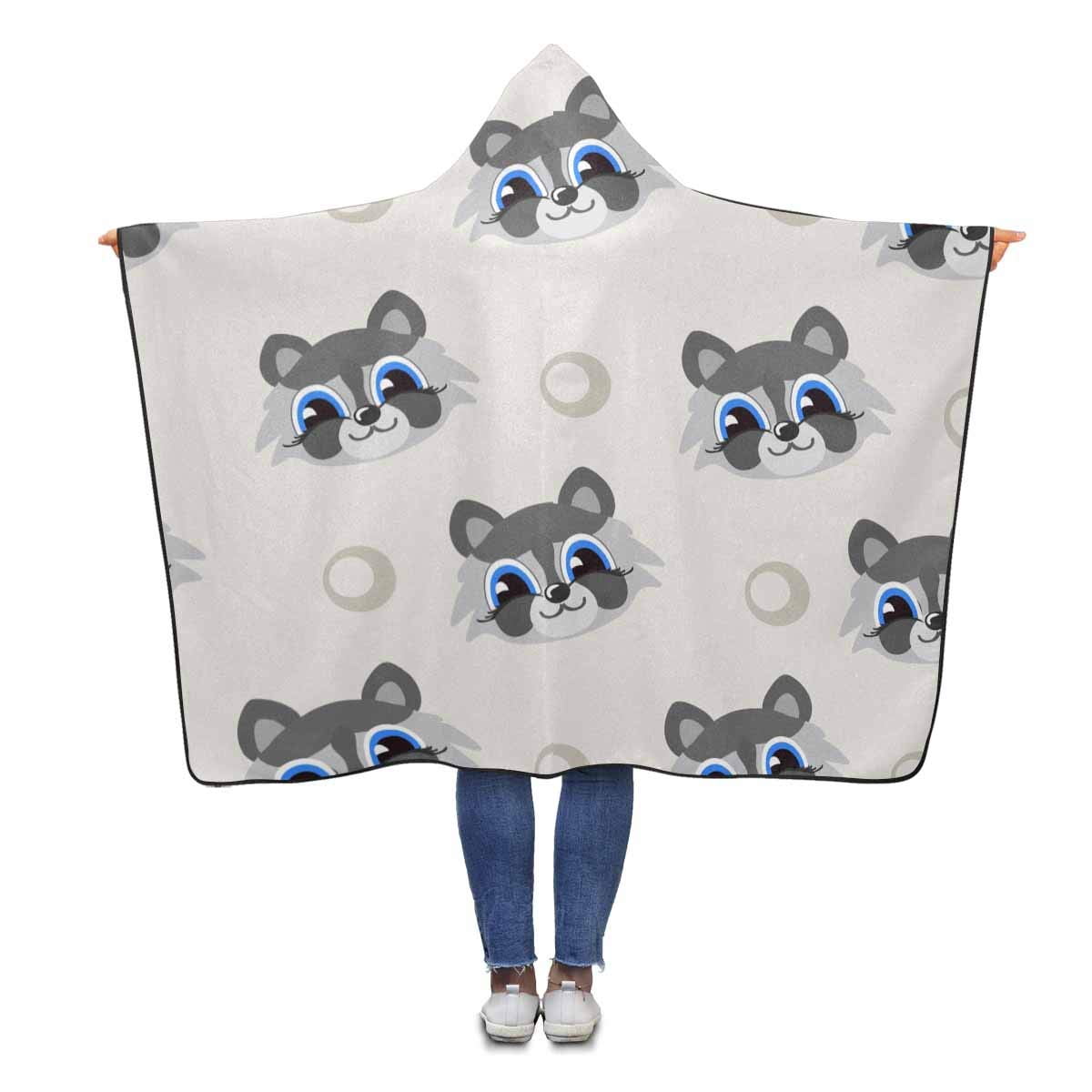 ASHLEIGH Cute Raccoons Hooded Throw Blanket 56x80 inches Adults Girls