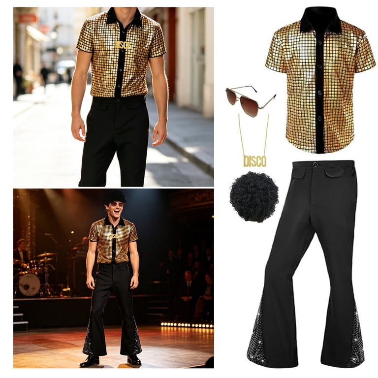 dressing for 70s theme party Costume Idea: 12 Groovy Looks Your Next Themed Wear this to a 70s themed party 5Pcs Disco Outfit, 70s Outfits