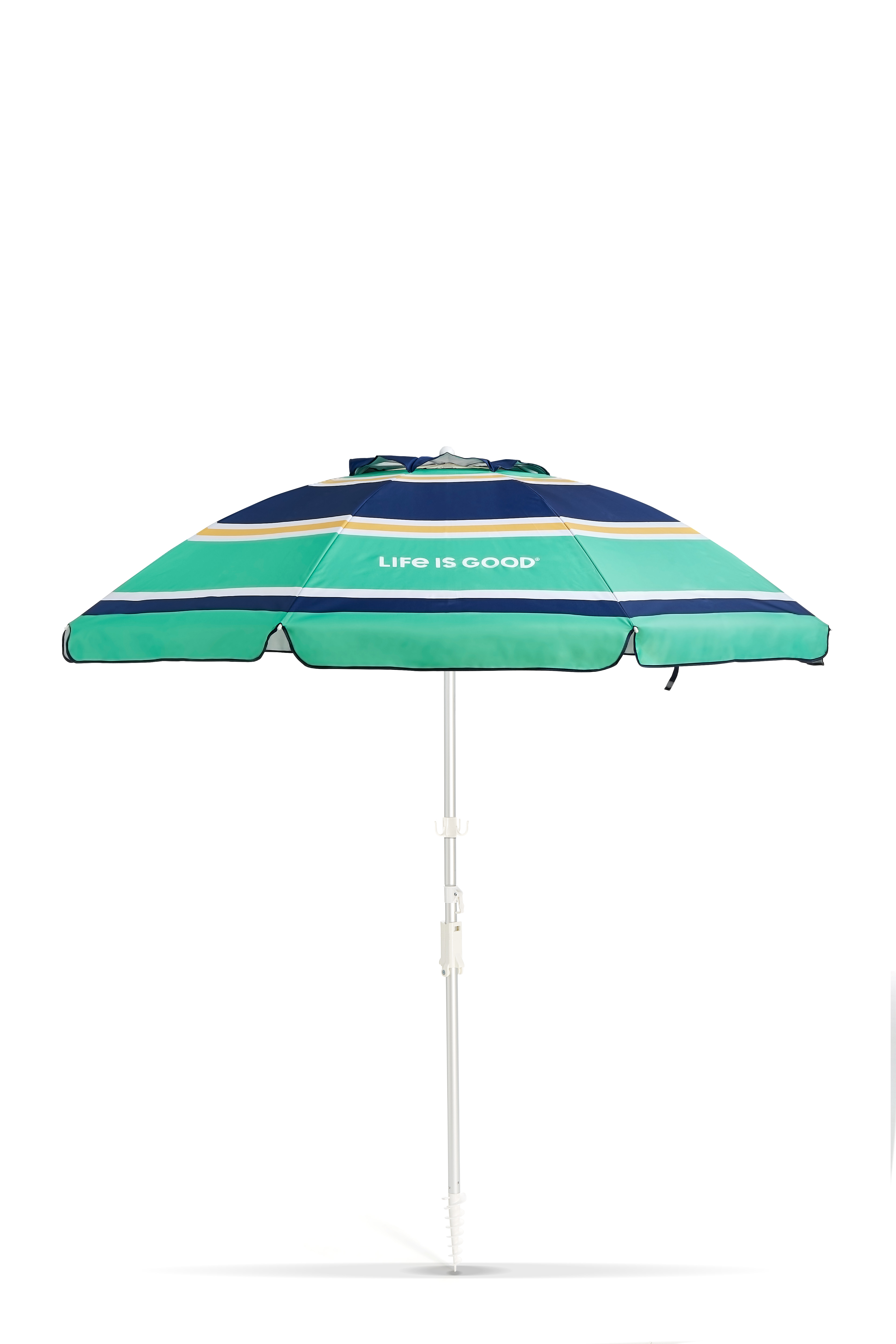 silver beach umbrella