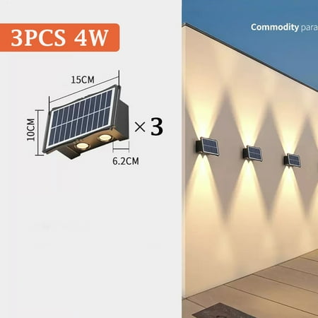 

LED Solar Wall Lamps Outdoor Wall Washer Lights Garden Solar Exterior Wall Luminaire Waterproof Sconce Porch Light for Courtyard