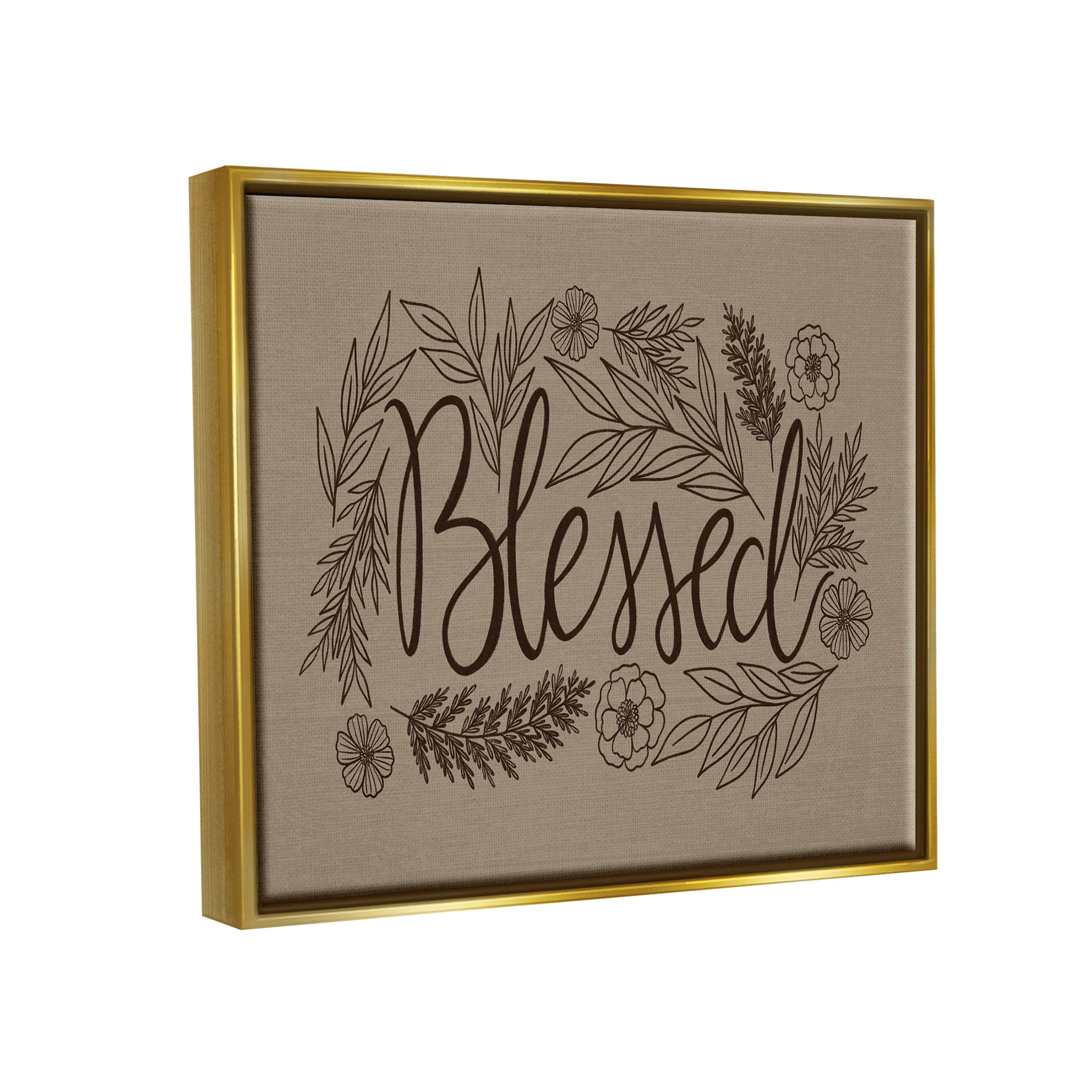 Blessed Flower Botanical Border Botanical & Floral Graphic Art Metallic Gold Framed Art Print Wall Art