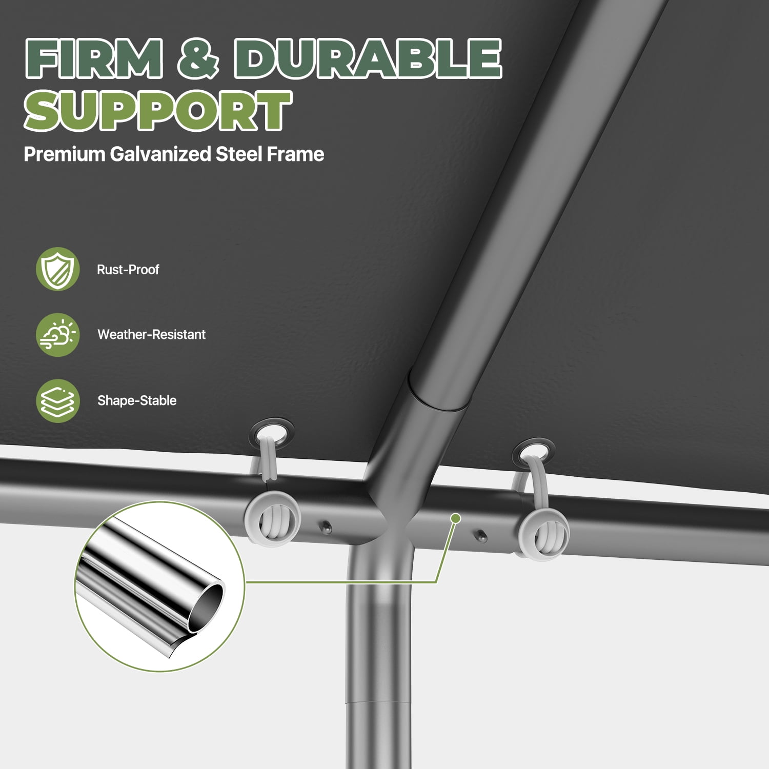 BaPiPro 10' x 15' Gray Gable Roof Carport Canopy, Heavy-Duty Galvanized Steel, Waterproof UV-Resistant PE Tent with Adjustable Height, 7-Level Wind Resistance for Car, Boat and Patio Storage