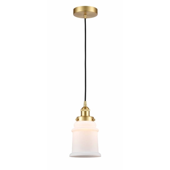 616-1PH-SG-G181-LED-Innovations Lighting-Canton - 1 Light Mini Pendant In Industrial Style-10 Inches Tall and 6 Inches Wide Satin Gold Matte White
