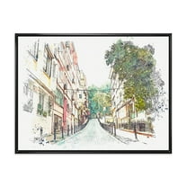 Designart 'Traditional Street In City Istanbul' Traditional Framed Canvas Wall Art Print