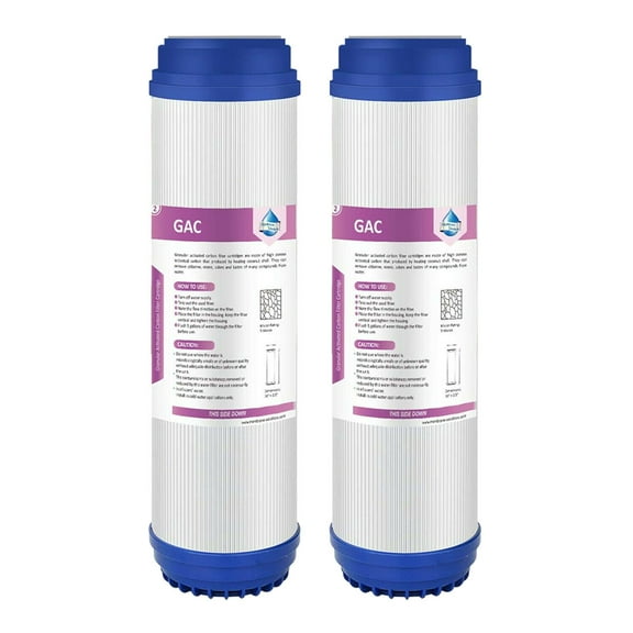 Membrane Solutions 5 Micron 10 inch Granular Activated Carbon Water Filter Universal GAC Cartridge Compatible with C-10, WFPFC9001, AP117, GAC-10, FXUTC, D-20A, GAC1, 2 Pack