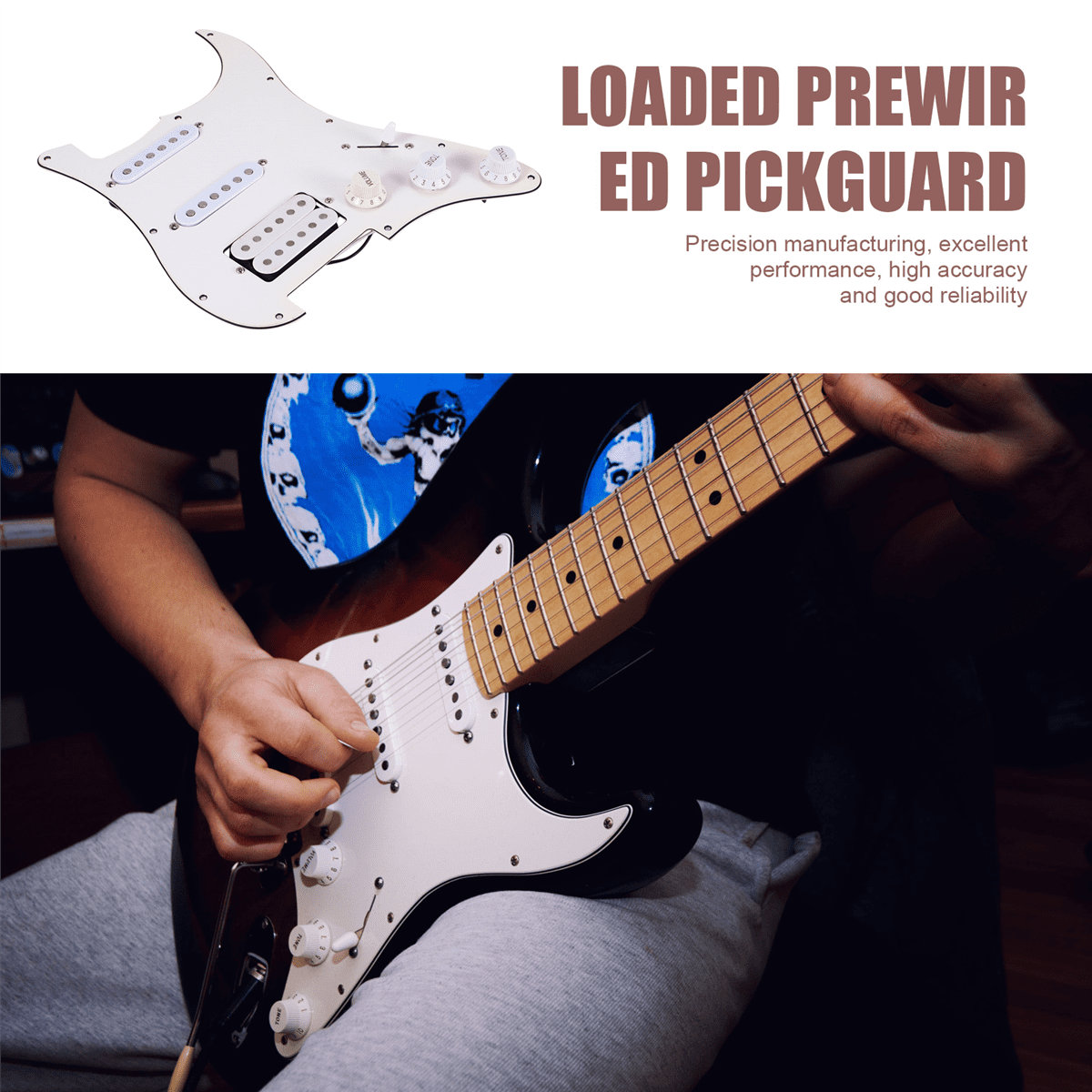Electric Guitar Pickguard Pickups Loaded Prewired Scratchplate Assembly 11 Hole SSH White